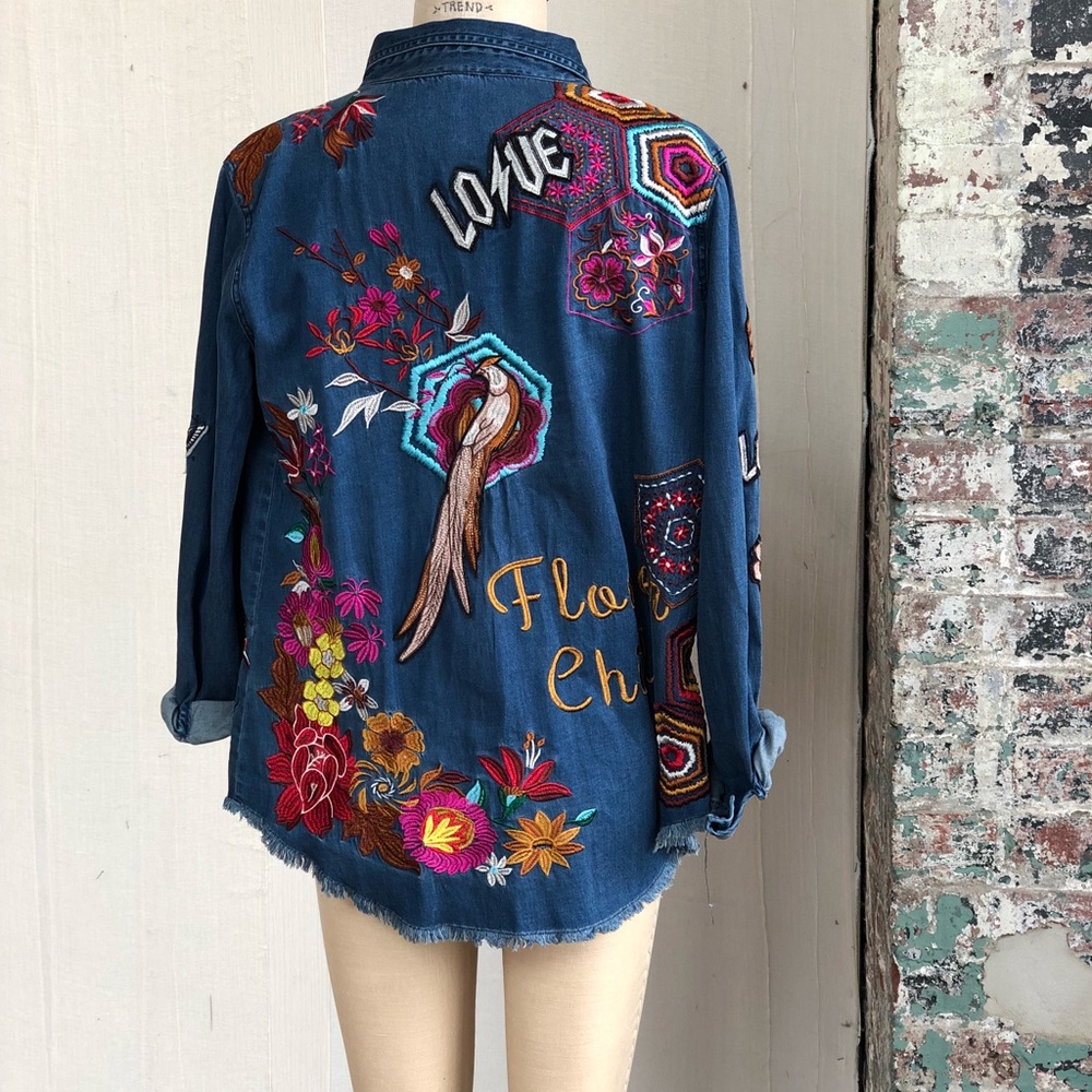👕 Spell & the Gypsy “Flower Child” Denim Shirt